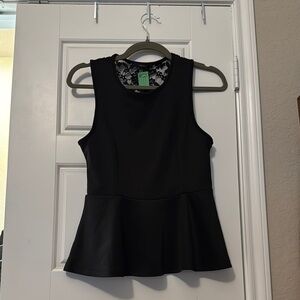 Black Sleeveless Peplum Top
